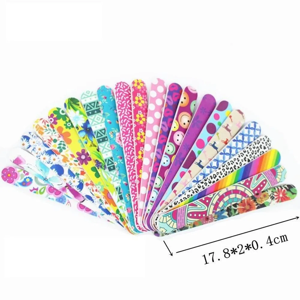 Sandpaper Nail Files Floral Printed Two-sided Lima De Unas EVA Limas De Una Washable Manicure Tool Nail Art Polish Strip Bar Set Nail Files