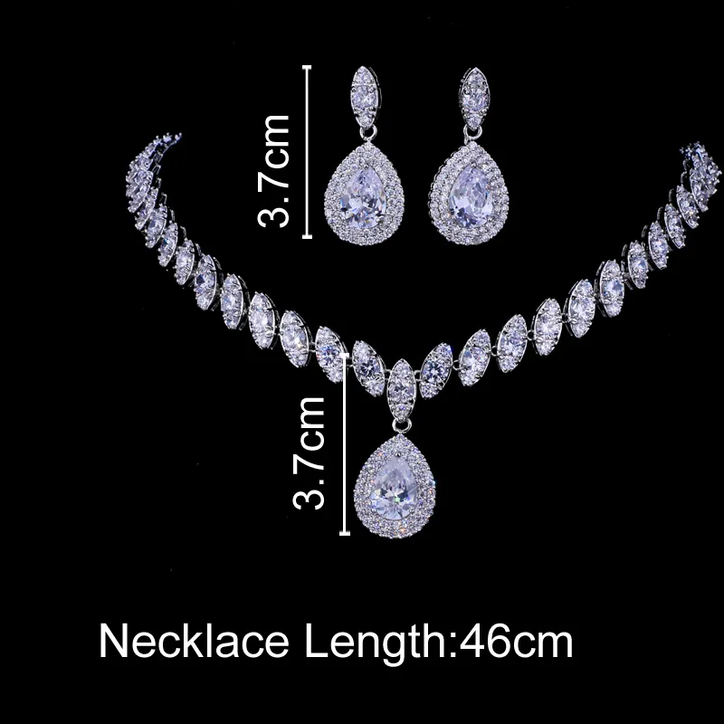 Emmaya Simulated Bridal Jewelry Sets Silver Color Necklace Sets Wedding Jewelry Parure Bijoux Femme Y2008102535