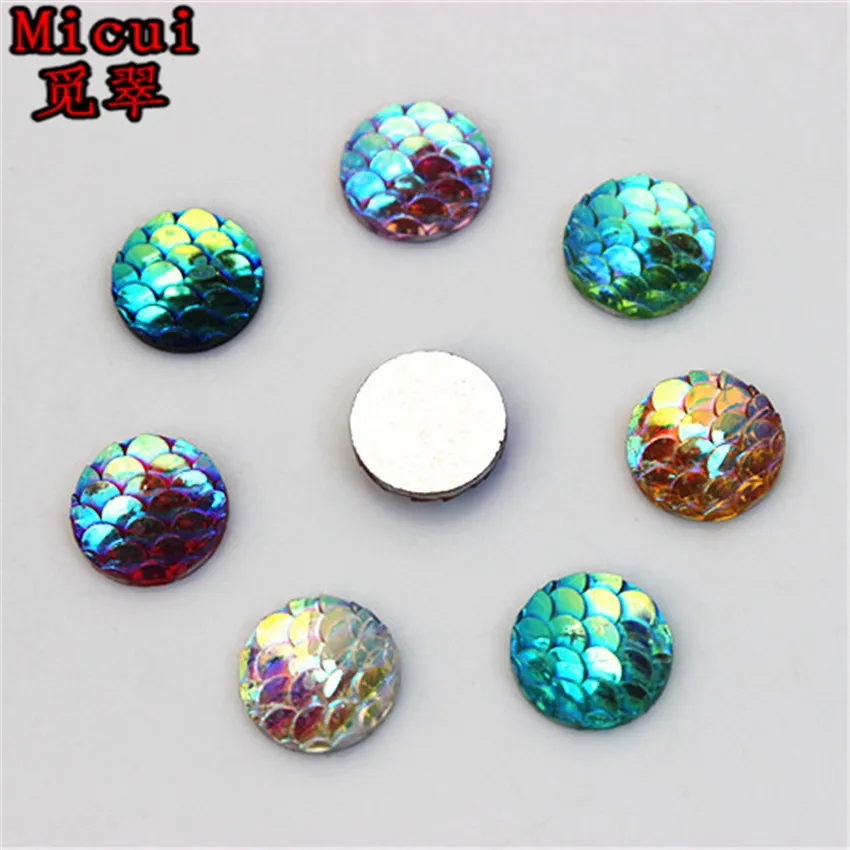 10mm AB Color Round Resin Rhinestone Fish Scale Flatback Crystal Stones Gems For clothing Crafts Decorations DIY ZZ622264D