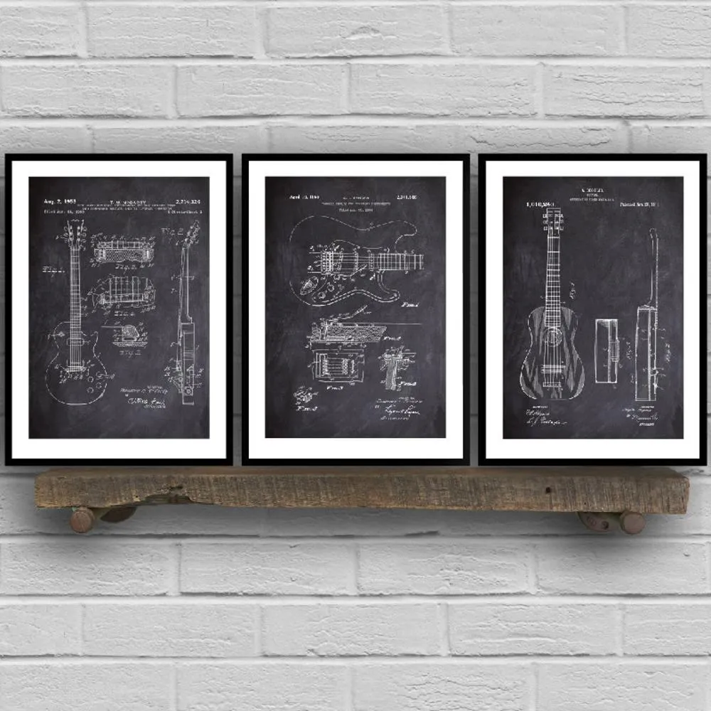 Gitar Patent Planları Vintage Posterler ve Yazdırıyor Müzik Duvar Sanat Tuval Resim Retro Resimler Oturma Odası Ev Dekor8651427