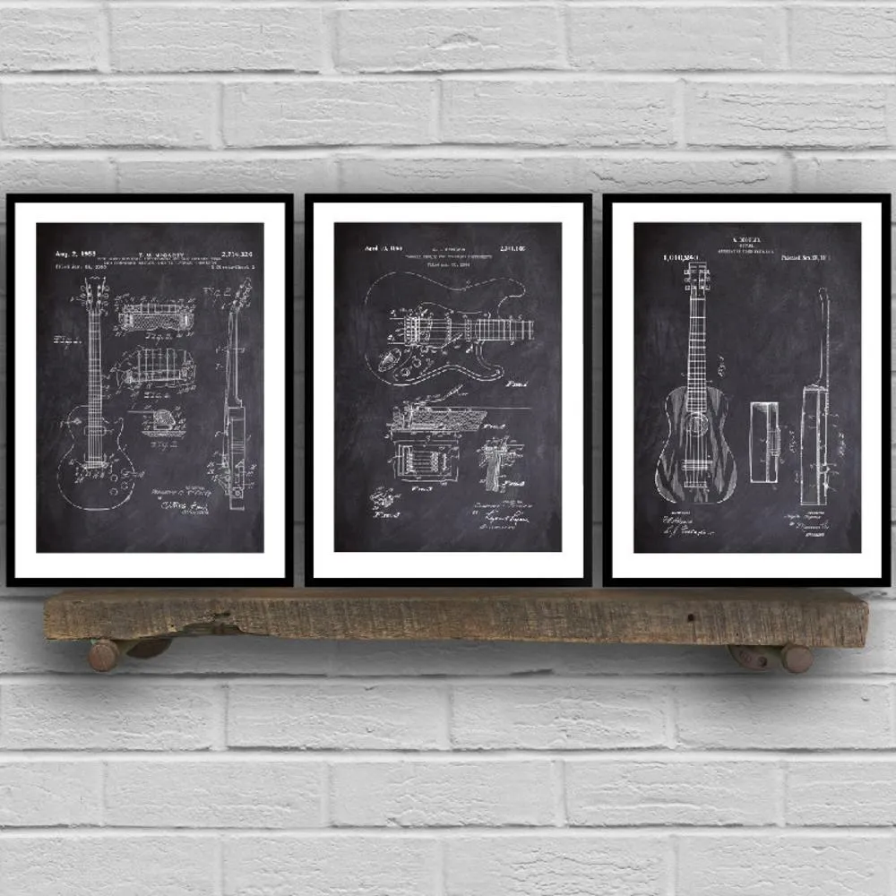 Progetti di brevetto di chitarra poster vintage e stampe music wall art dipinto di pittura retrò immagini soggiorno decorazioni la casa5249624