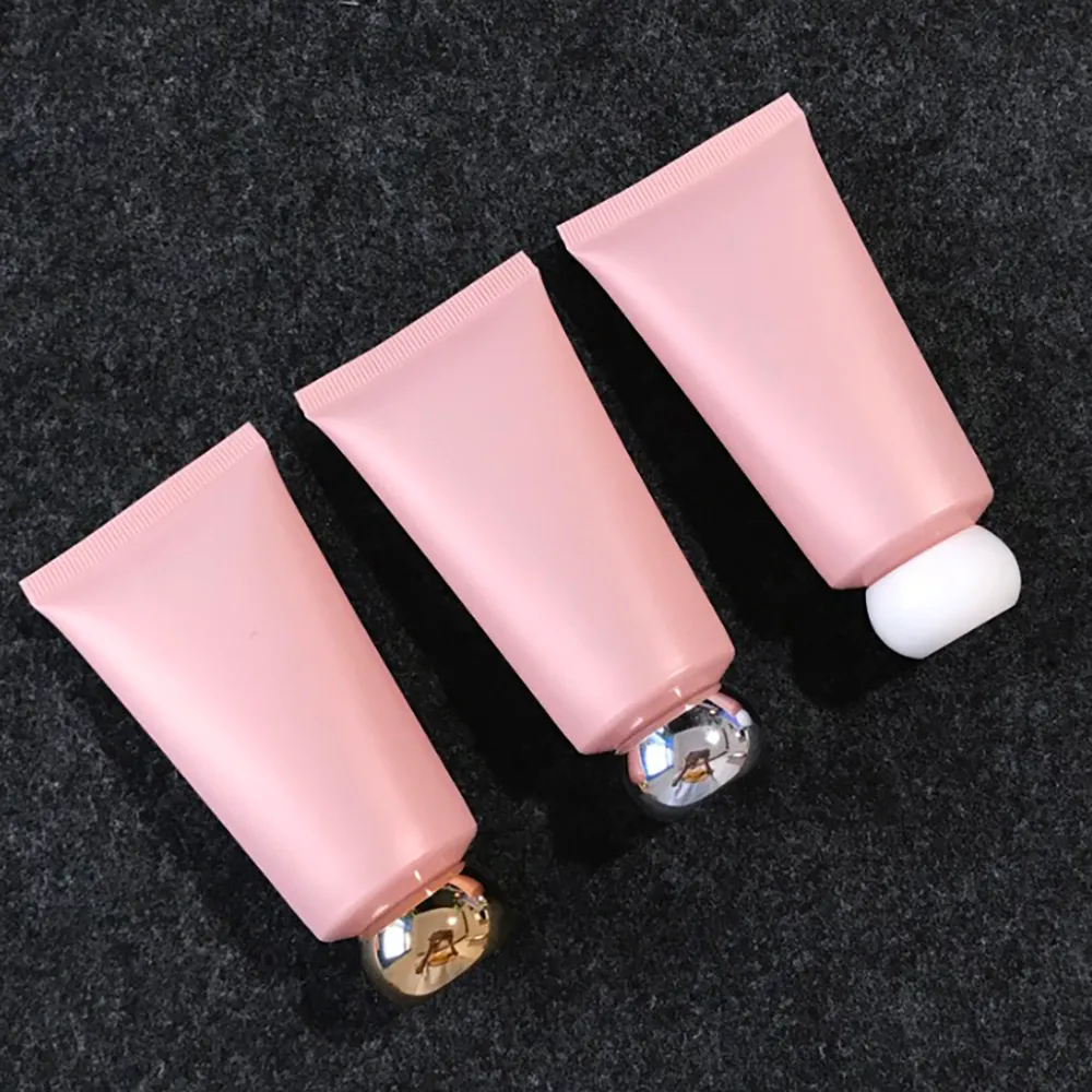 50ml Matte Pink Plastic Cream Bottle 50g Empty Cosmetic Squeeze Soft Tube Frost Facial Lotion Package T200819257K