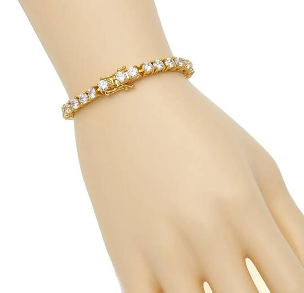 3mm 4mm 5mm 7 8 9 Silver Gold Rosegold 5A Cubic Zirconia Iced Armlets Bling Chain Hiphop Tennis Anklet Armband252i197J