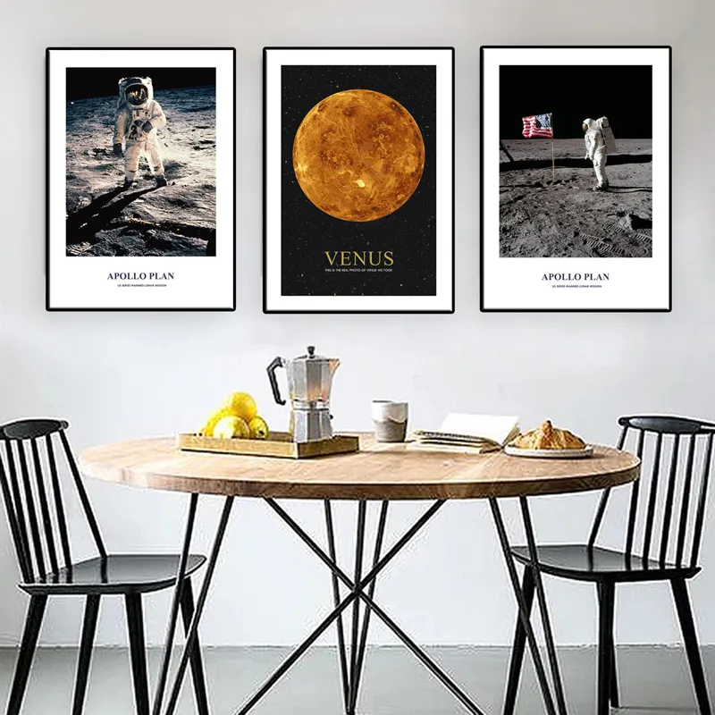 Dipinto su tela Astronauta Apollo Sbarco sulla Luna Art Poster e stampe Venus Wall Art Immagini su tela Nordic Home decoration3334529