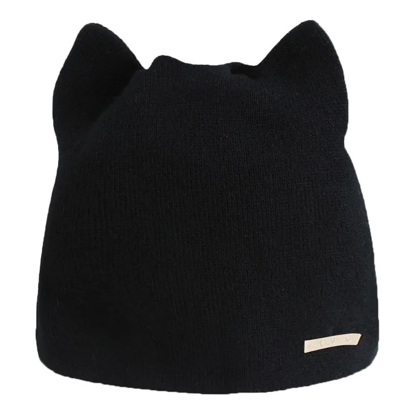 Geanie Skul Gaps Versión coreana Color sólido Simple Warm Tharmuffs Sombrero para mujeres Gorias Cat Flaps Ladies Skullies Touca Cap12633