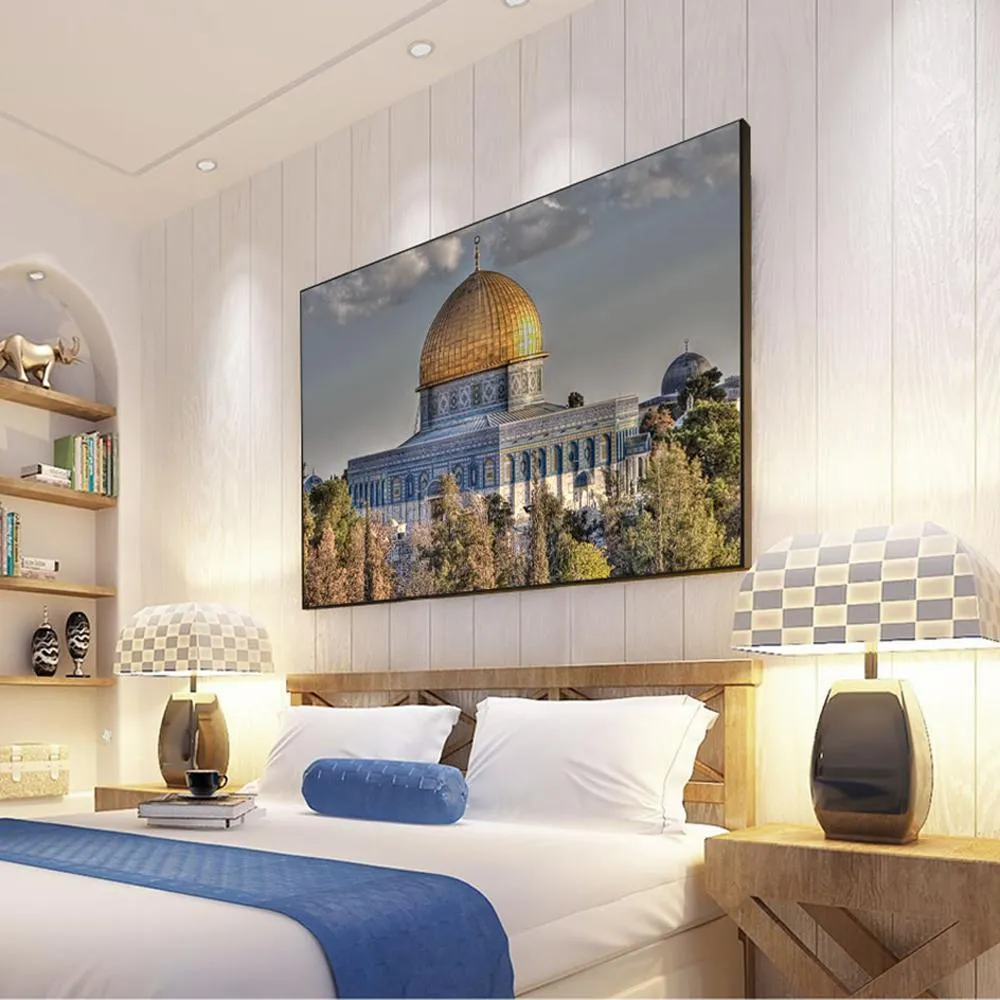 Masjid Al Aqsa e Cúpula da Rocha Arte de parede Pôsteres Mesquita realista Cópias de arte em tela Imagens muçulmanas para decoração de parede de sala de estar2475434