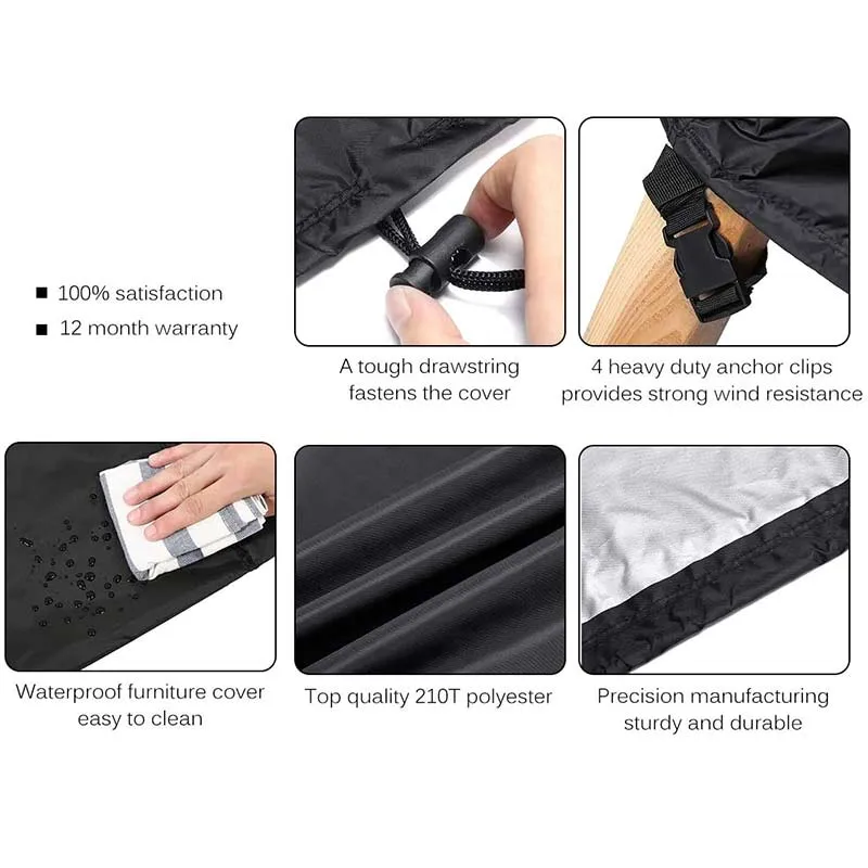 Funda de sofá esquinero en forma de V para exteriores, funda protectora impermeable para sofá, fundas antipolvo para muebles de mimbre para jardín y hogar, color negro 2333