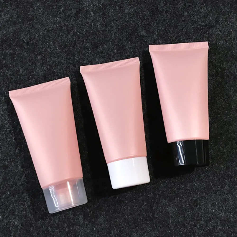 50 ml matowa różowa plastikowa butelka kremowa 50 g pusta kosmetyczna squeeze miękka rurka mrożona płyn do twarzy Pakiet T200819277B
