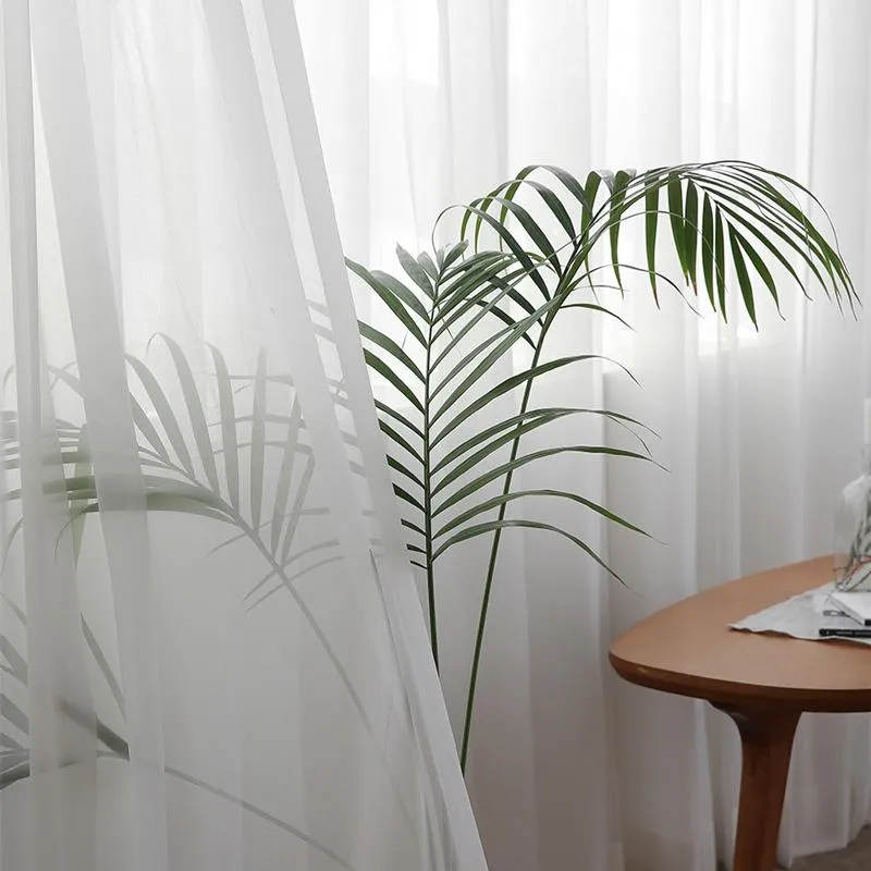Cortina de tule branco para decoração de sala de estar moderna chiffon sólida transparente voile cortina de cozinha el janela tulle323d