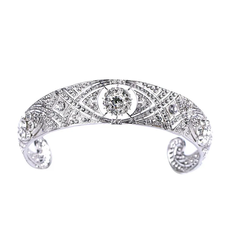 Luxe Oostenrijkse Rhinestone Meghan Princess Crown Crystal Bridal Tiaras Crown Diadeem For Women Wedding Hair Accessoires Sieraden Y206166192