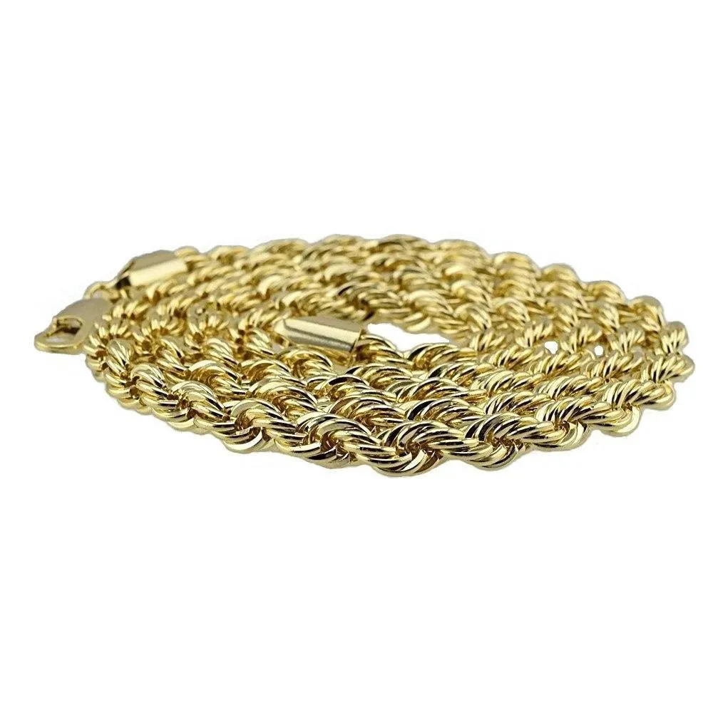 Толщина 8 мм, длинная цепочка 76 см, 24-каратное золото, посеребрение, ожерелье-цепочка в стиле хип-хоп для mens249F