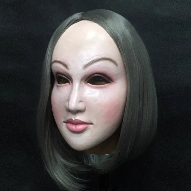 Realistische weibliche Maske Verkleidung Selbst Halloween Latex Realista Maske Crossdresser Puppenmaske Lady Skin Mask Y200103