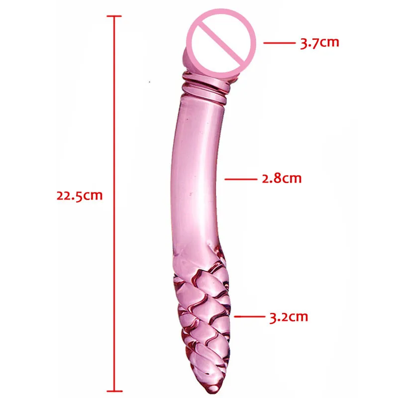 Double têtes en verre de cristal réaliste longue femme masturbateur bâton Buttplug Anal gode dilatateur G Spot Stimulation sexe outil MX200426212498