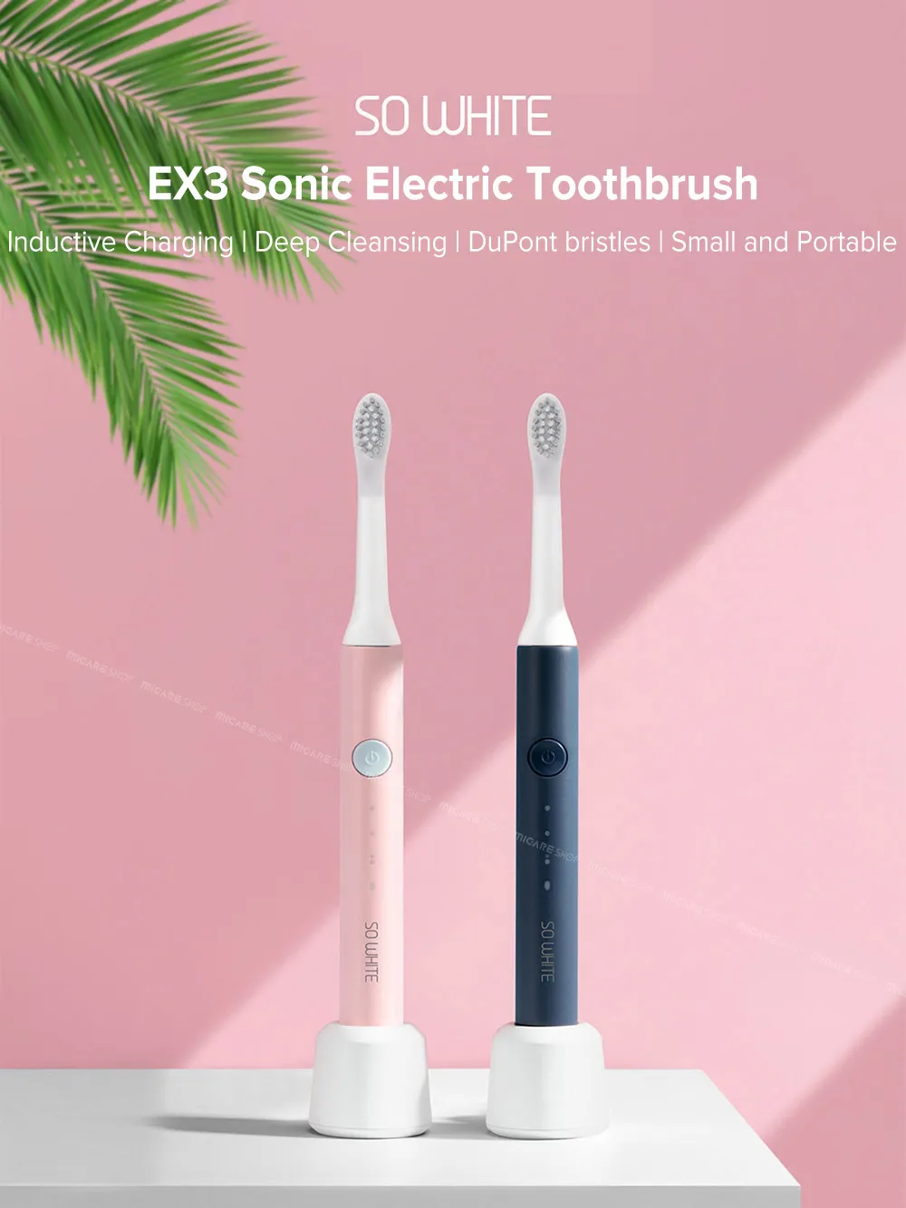 SOOCAS Sonic Electric Toothbrush Ultrasonic Automatic Tooth Brush Waterproof Cleaning USB Rechargeable So White EX3 PINJING