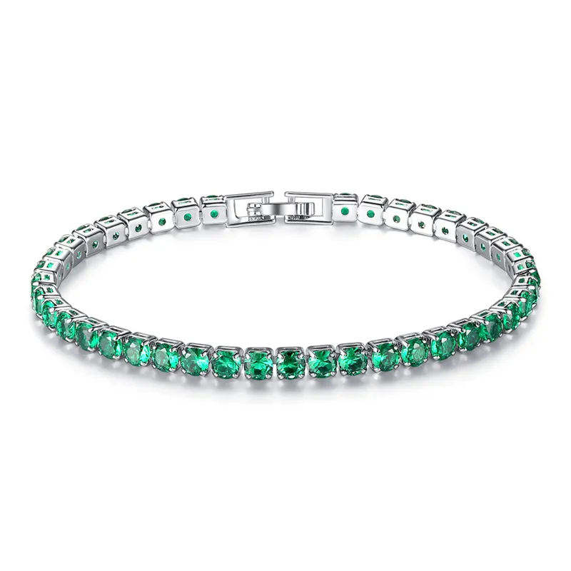 Iced Out Chain Tennis Bracelets CZ Bling Cubic Zirconia Mens Hip Hop Jewelry Blue Green Silver Rose Gold 4mm Round Full Diamond Wo276I