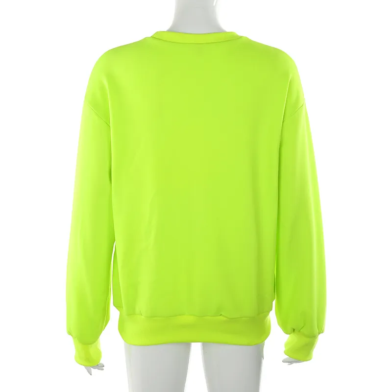 Darlingaga Streetwear Loose Neon Green Sweatshirt Women Pullover Letter Printed Casual Winter Sweatshirts Hoodies Kpop Clothing T28119120