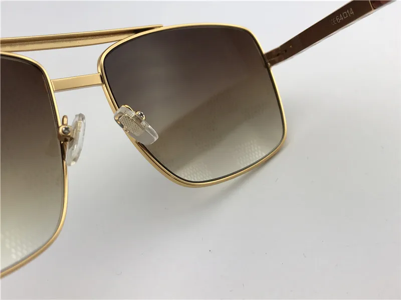 Classic Square Attitude Sunglasses for Men Silver Frame Grey Gradient Sonnenbrille Mens Sunglasses UV400 Prodection New with Box260v