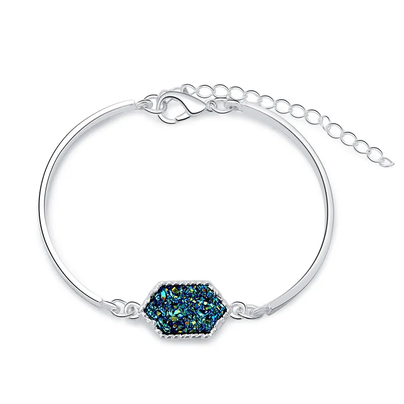 Resin Drusy Bracelet Imitation Crystal Stone Druzy Bracelets Gold Silver Color Brand Jewelry for Women4834232