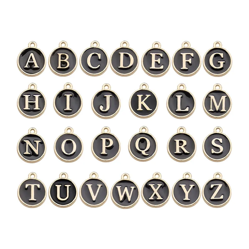 26 stks / set Enamel A-Z Alfabet Initiële brief Charms Handgemaakte Hanger Charm Kralen Voor DIY Armband Bangle Ketting Sieraden Maken Bevindingen