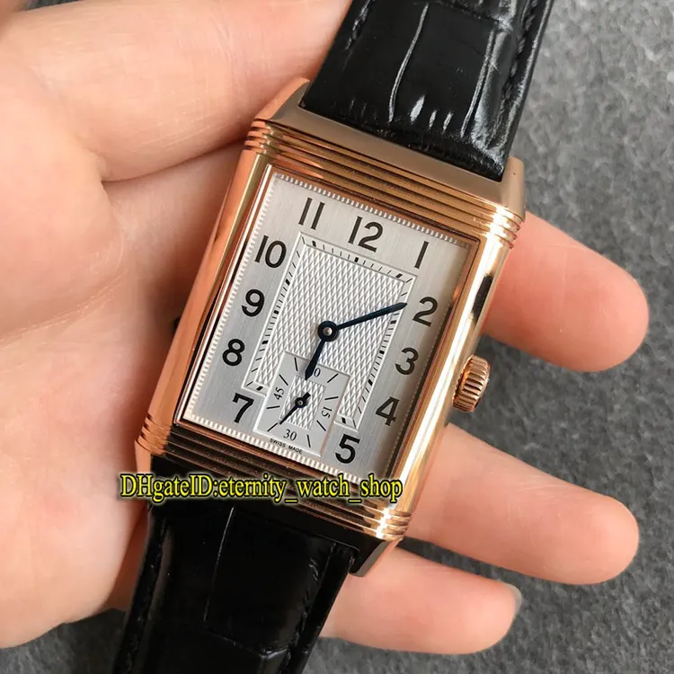 MGF Reverso Flip on both sides Dual time zone 2702421 White Dial Cal 854A 2 Mechanical Hand-winding Mens Watch Rose Gold Watches e2724