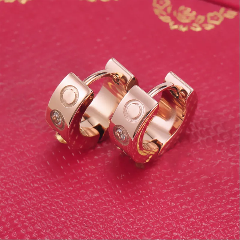 Adoro brincos de brinco de orelha feminina Brincho de cristal em ouro rosa rosa jóias de moda de aço inoxidável sem box260z