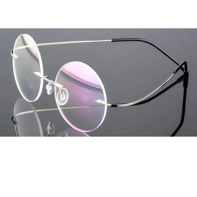 Fashion Sunglasses Frames Retro Round Titanium Glasses Frame Men Metal Rimless Super Light Myopia Nerd Screwless Eyewear1282O