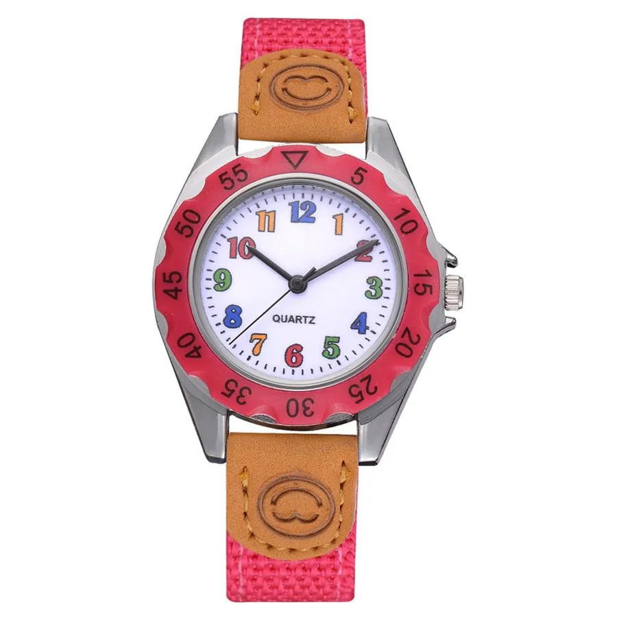 Kids Girl Watch Fashion Fashion Strap Number Abort Sport Quartz Wrist Watch Fashion Dasual Leather Strap Girl Montre Y40197S