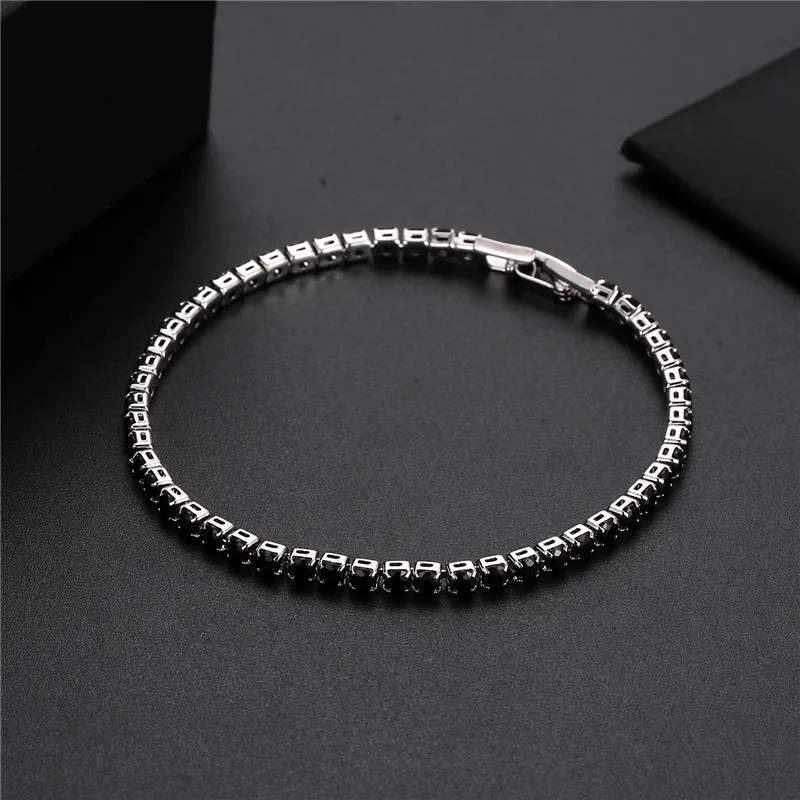 Link Chain Bulk 10 stks Iced Zirkoon Tennis Armband heren Hip Hop Sieraden Koper Materiaal Black Box Sluiting CZ Link 18cm280p