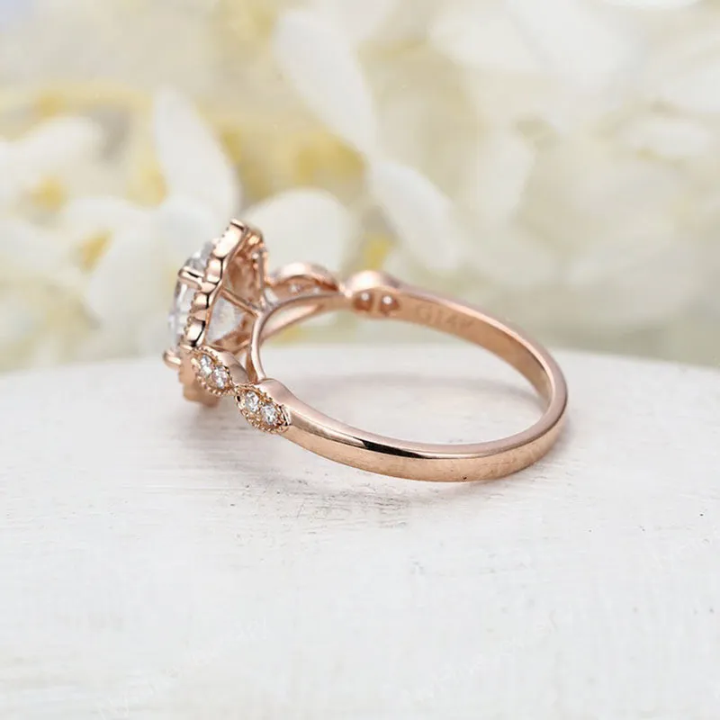 Cxsjeremy corte oval 6 * 8mm 1.5ct anel de noivado de moissanite 14k 585 faixa de casamento de ouro rosa para mulheres nupcial aniversário presente t200905
