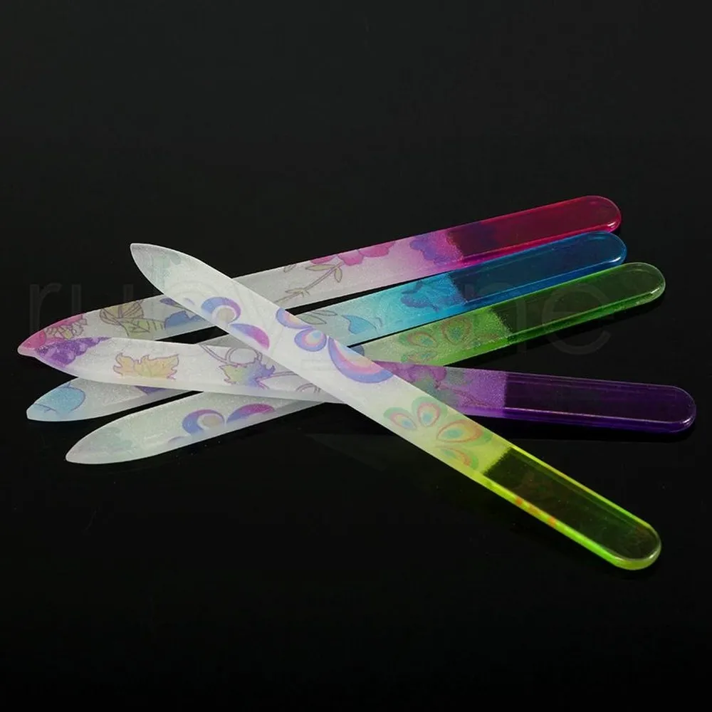 DHL Glass Nail Files Nail Art Design Sanding Shaper Manicure Kit Limas De Vidrio Para Unas Crystal Filing Tool Set Glass Nail Files