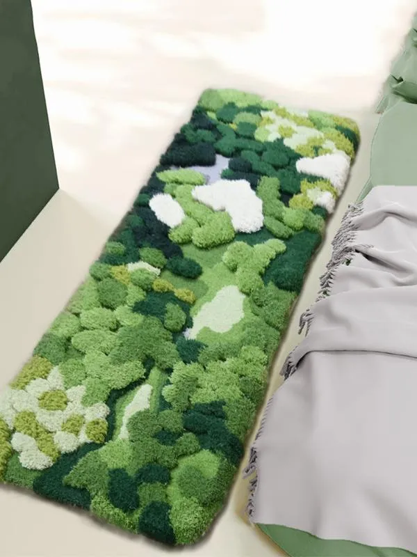 Little Forest handgemaakt 3D-vloerkleed Scandinavische stijl runner tapijt groene decoratie kinderkamer vloermat260c