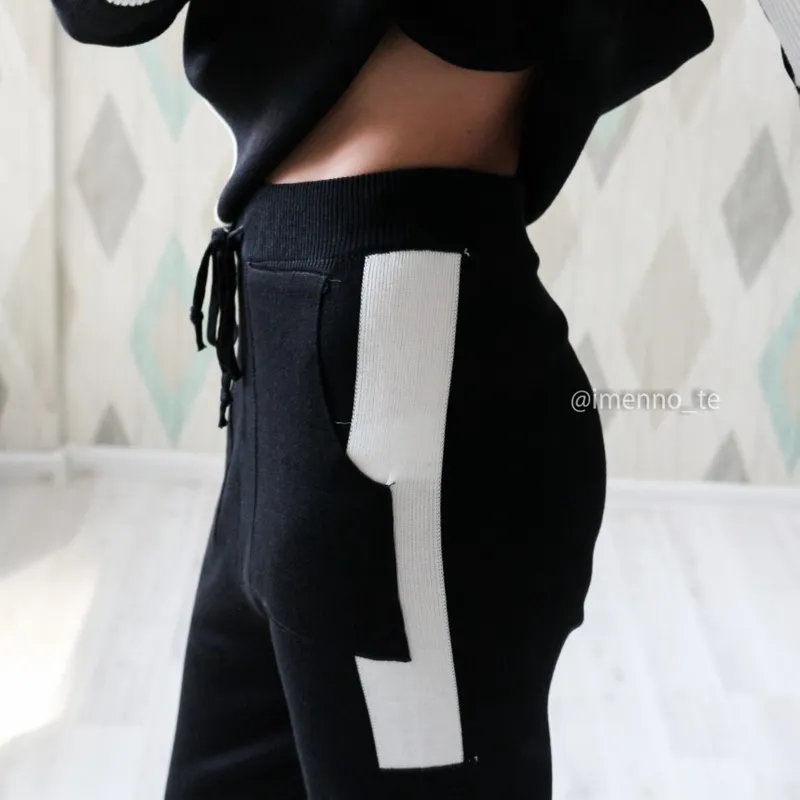 GIGOGOU Woman Sweater Suits Knit Casual Tracksuits Crewneck Pullovers+Drawstrings Elastic Pants Two Piece Sets Female Outfits X0923