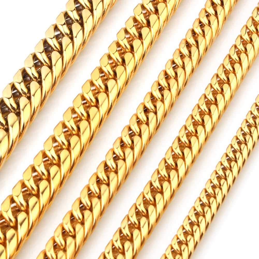 Pesante enorme 16 20mm tono oro giallo cubano catena a maglie catena in acciaio inossidabile collana bracciale biker regalo da uomo 7-40 pollici dimensione personalizzata2533
