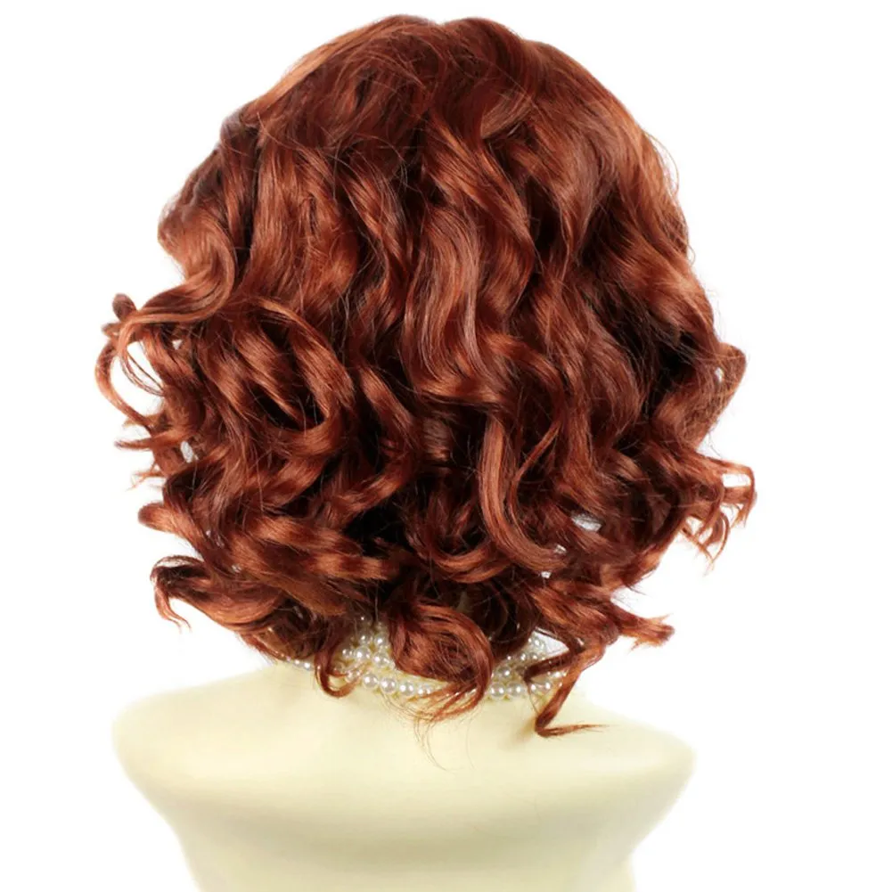 NUOVA bella parrucca corta Volpe riccia rossa stile estivo Pelle Top Parrucche da donna UK di Wiwigs7414965