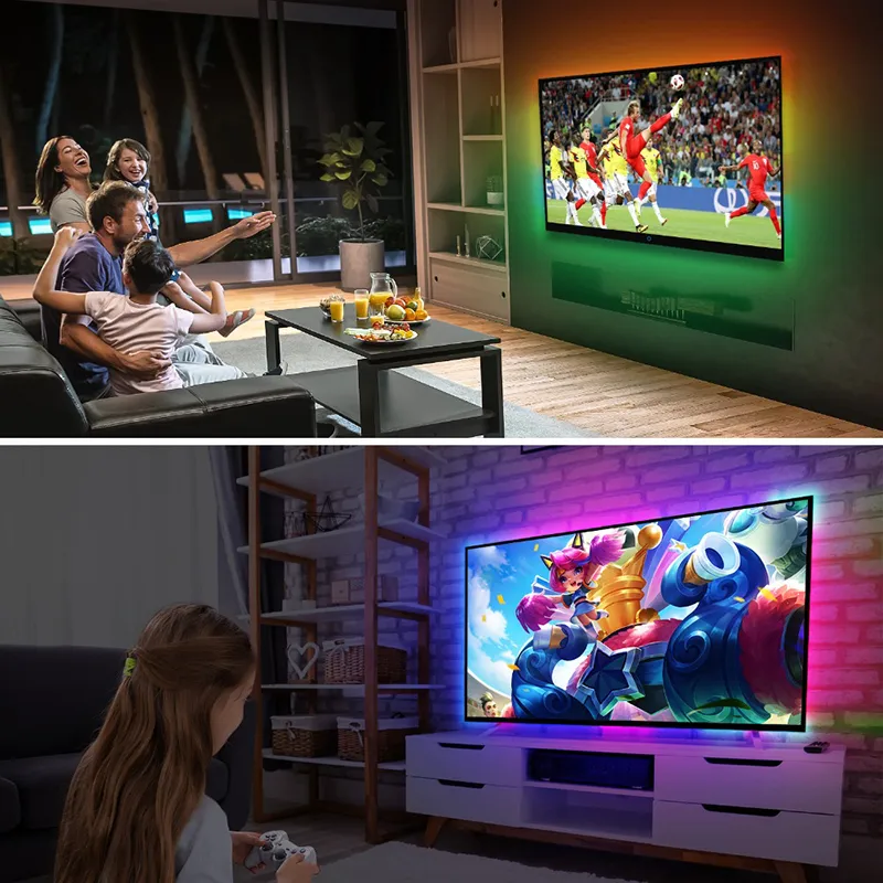 TV-Streifen-Set, USB, Traumfarbe, 1 m, 2 m, 3 m, 4 m, 5 m, RGB WS2812B LED-Streifen für TV-PC-Bildschirm, Hintergrundbeleuchtung, Beleuchtung2886