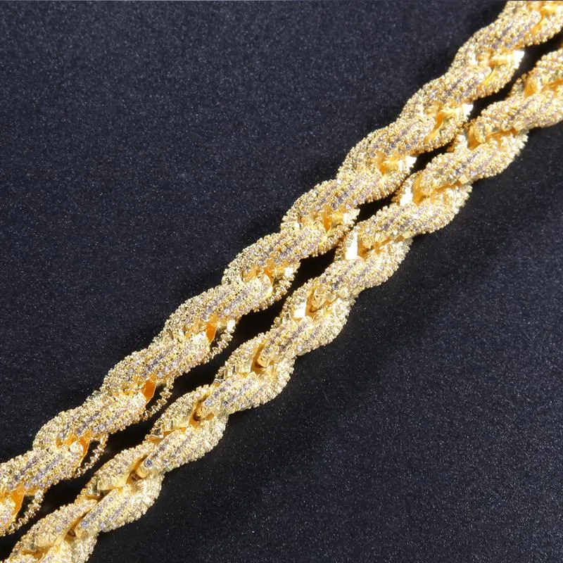 Łańcuchy hip hop pełne lodowe 8 mm 22 -calowe łańcuch liny Naszyjnik ED Link Złoty Srebrny kolor dla kobiet mężczyzn Mężczyzn biżuterii Prezent 226y