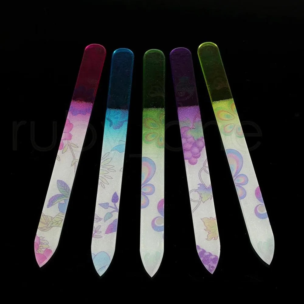 DHL / Set Glass Nail Files Nail Art Design Sanding Shaper Manicure Kit Limas de Vidrio Para Unas Crystal Filing Tool Set Glass Nail Files