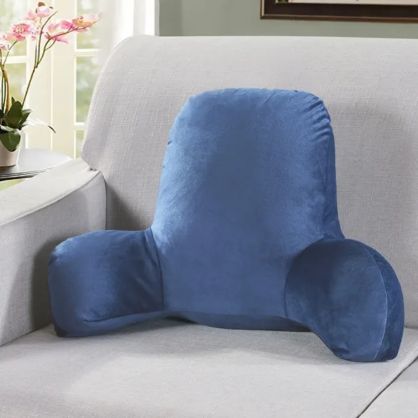 Kissen Rückenlehne Bett mit Armlehne Unterstützung Bett Lesen Taille Rückenlehne Stuhl Autositz Sofa Rest Taille Pad tiefblau2822