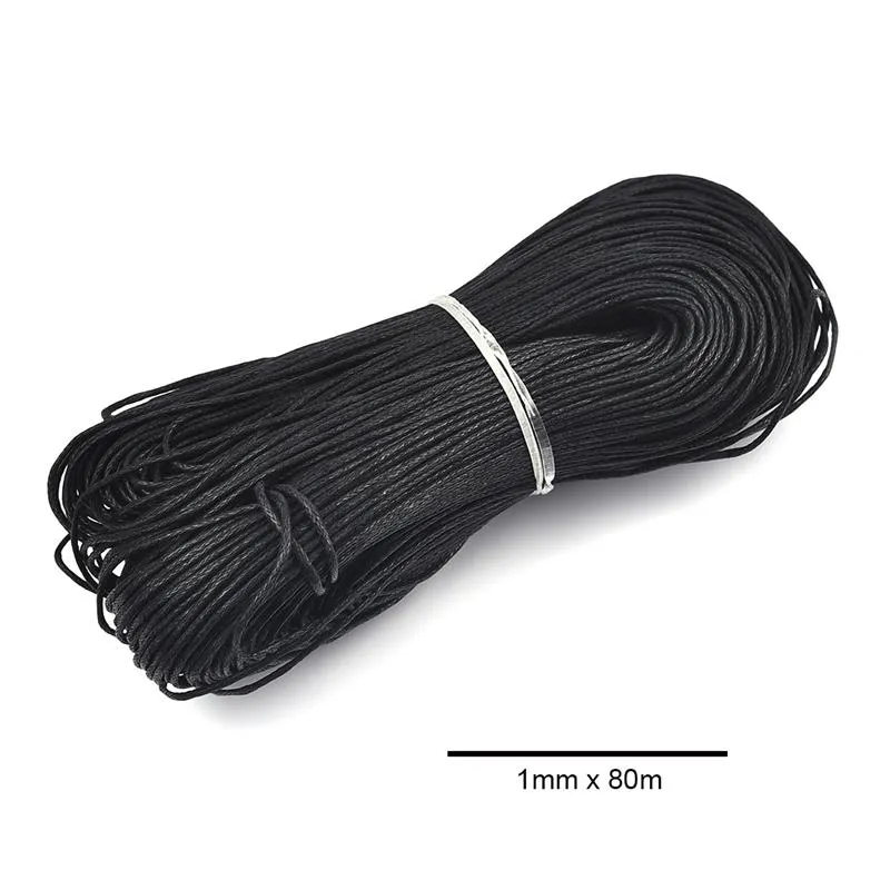 80 mroll 1 mm gewaxt katoenen koord touwtouw kralen elastische stretch snoer korrel voor doe -het -zelf sieraden maken schroefdraad armband ketting6641689