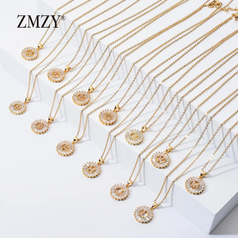 ZMZY lots Whole Bulk Mixed AZ Letter Necklace Stainless Steel Chain Necklace CZ Crystal Gold Color Pendant Y2008105798371