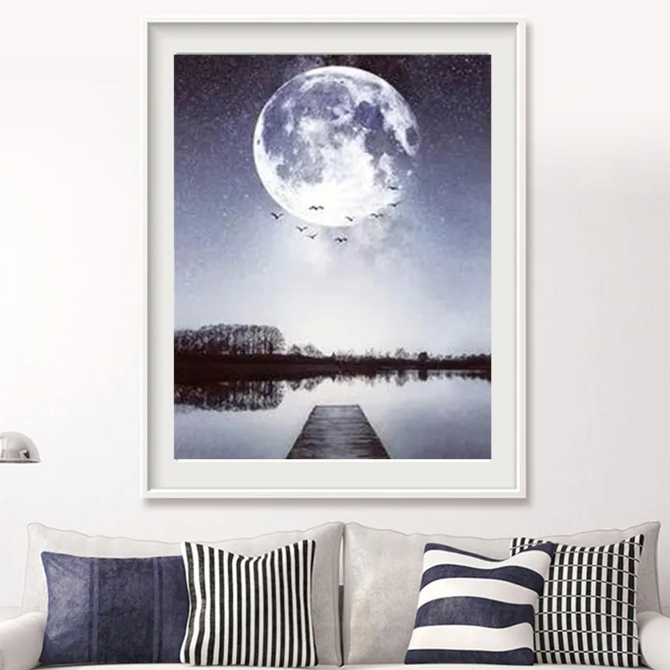 AZQSD colorear por números DIY Luna lienzo pintura Kits sala de estar decoración del hogar pintura por números paisaje pintado a mano regalo 8663569