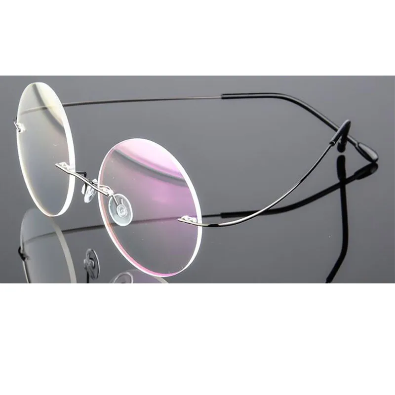 Fashion Sunglasses Frames Retro Round Titanium Glasses Frame Men Metal Rimless Super Light Myopia Nerd Screwless Eyewear1282O