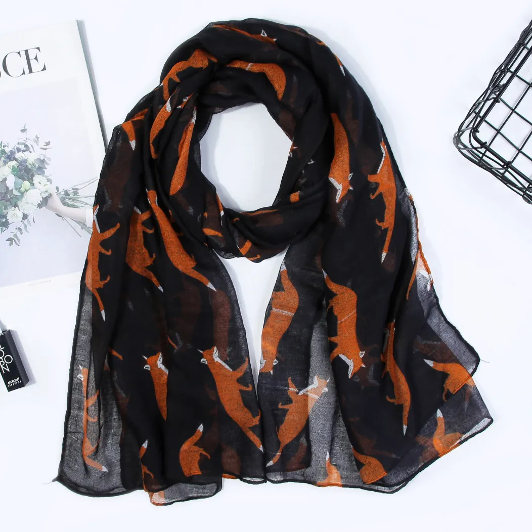 Nieuwe stijl sjaal direct s fox print voile sjaal dieren dames stijl sjaal LY061202p