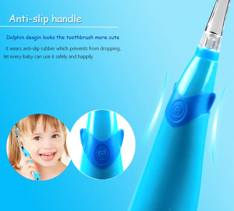SeaGo الاطفال فرشاة الأسنان الكهربائية بالطاقة القابلة لإعادة الشحن سونيك فرش لينة الصمام ضوء فرشاة الأسنان الذكية لمدة 3-12 سنة للماء