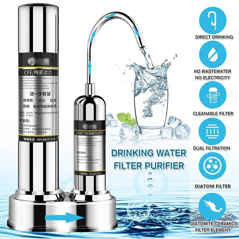 Ultrafiltrering Dricksvattenfiltersystem Hem Kök Vattenrenare Filter med kran Tap Water Filter Cartridge Kits T20081222W