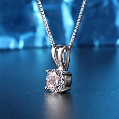 925 Sterling Silver Necklace Fine Jewelry 8mm Round Created Moissianite Pendant Necklace for Women Christmas Gift2226076