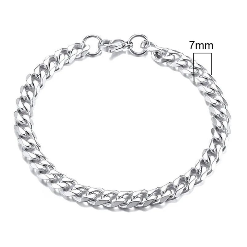357911mm Thick 22cm Long Solid Rope Chain Bracelet Gold Silver Plated Hip Hop Cuban Chain for Mens1825024