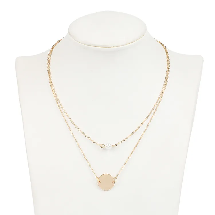 Collana in argento dorato multistrato di perle di Boemia alla moda donna Collana girocollo con catena clavicola gioielli da donna