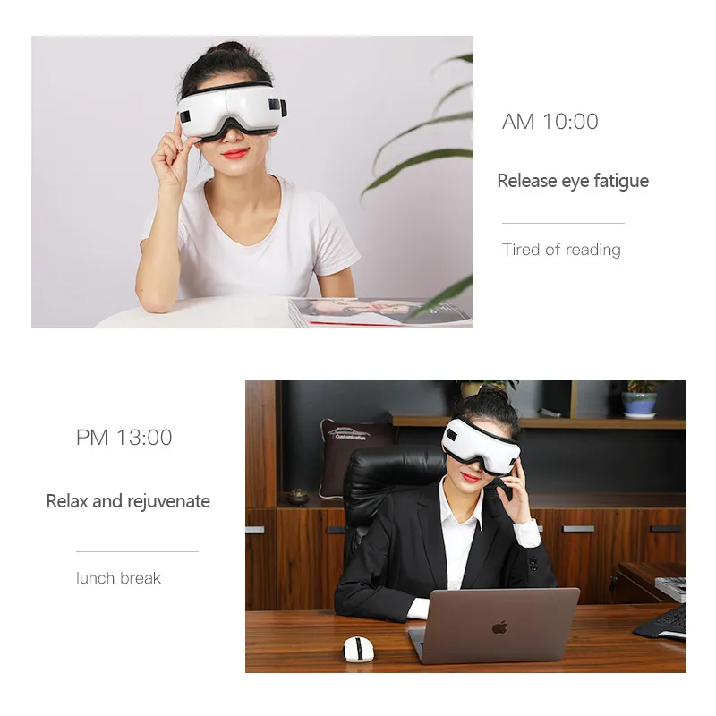 Portable Electric Smart Airbag Vibration Bluetooth SPA Eye Massager Hot Compress Eyes Care Fatigue Therapy Massage Glasses