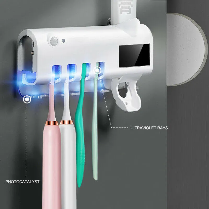 2020 NY SMART UV Sterilisator Desinfektion och sterilisering Tandborstehållare Automatisk Tandkräm Squeezing Device Wall Mount302m